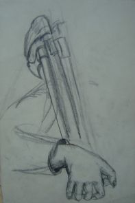 Reinhold Koeppel Bleistift - Drei Sapie tragen Hand-Arm-Studie